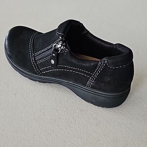 NIB Clark's Carleigh Ray Black Nubuck Shoes, Size 9